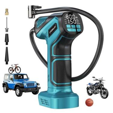 Imagem de Compressor de ar portátil com inflador de pneus 150 PSI com medidor di