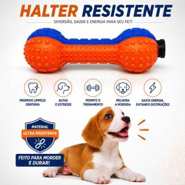 Imagem de Mordedor Brinquedo Halter Limpa Dente Interativo Borracha Resistente P