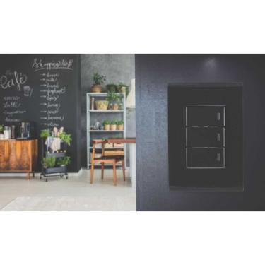 Imagem de Placa Elétrica Liz 3 Módulos 4x2 Termoplástico Sistema Modular sem Frestas Grafite Tramontina
