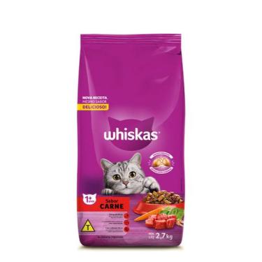 Imagem de Ração Whiskas Gatos 1+ Sabor Carne 2,7 Kg