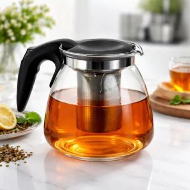 Imagem de Chaleira De Vidro Com Infusor Para Cha Ou Cafe 950ml Pratica - Top Che