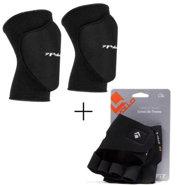 Imagem de Kit de Proteção Esportiva Vollo Training + Poker Pro Indoor com Luva e Joelheira Preto Vollo Sports