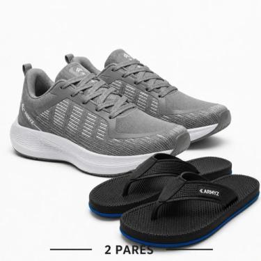 Imagem de Kit Tênis Masculino Chinelo Masculino Confortável Esportivo Promoção -
