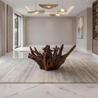Imagem de Base Raiz Natural para Mesa de Jantar em Madeira de Eucalipto Verniz F