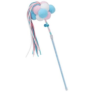 Imagem de Bastão de bola de gato, brinquedo interativo seguro para gatos resistente a morder varinha de gato, brinquedo para gatos e gatos para presente para gato (azul)
