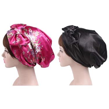 Touca de cabelo de cetim extra longa para mulheres, gorro para