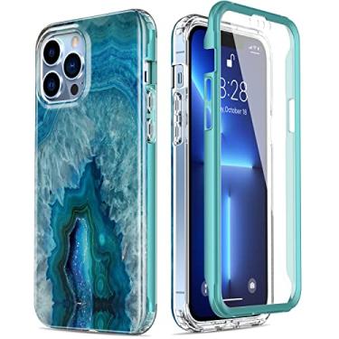 Imagem de ESDOT Capa para iPhone 13 Pro Max com película integrada, capa de grau militar com designs modernos para mulheres e meninas, capa protetora para Apple iPhone 13 Pro Max de 6,7 polegadas pedra ágata