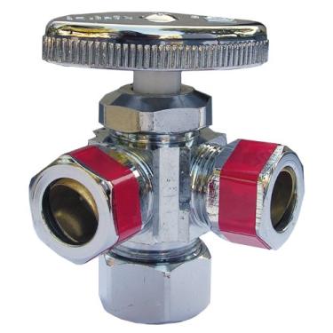 Imagem de LASCO 06-7321 Dual Outlet Valve, 1/2-Inch Iron Pipe Inlet X 3/8-Inch Compression Outlet X 3/8-Inch Compression Outlet, Chrome