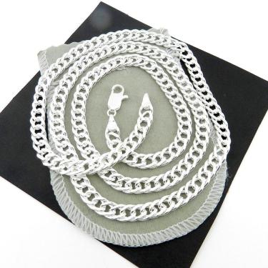 Imagem de Corrente Masculina 50Cm 6Mm Largura Folheada Prata Cr358