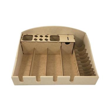 Imagem de Organizador Mdf Kit Barbeiro Maquina Lamina E Pente