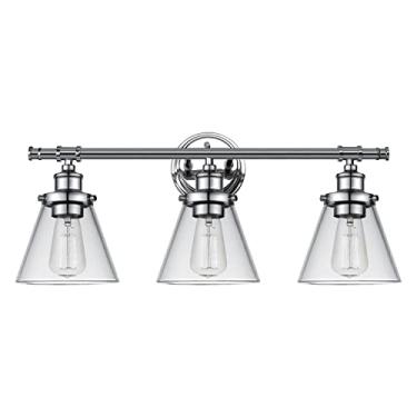 Imagem de Globe Electric 51445 Parker 3-Light Vanity Light, Cromado, Persianas de Vidro Transparente