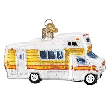 Imagem de Old World Christmas Ornamentos: Coleção de acampamento ao ar livre Ornamentos soprados de vidro para árvore de Natal, Motorhome