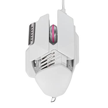 Imagem de Mouse para jogos, 6 teclas com fio RGB 3 cores ajustáveis, mouse de programação macro, 6 níveis ajustáveis de 1200 a 12800 DPI para jogos de computador e computador