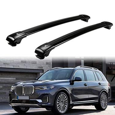 Imagem de 2 peças barra transversal ajustável barra transversal trilho de teto, bagagem, bagagem, bagagem, bagagem, barra de rack de teto, serve para BMW X7 G07 2018 2019 2020 2021 2022 preto