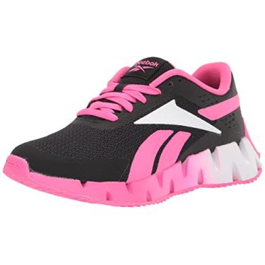 Imagem de Reebok Tênis de corrida masculino Zig Dynamic 2.0 para crianças grandes, Preto/Rosa Atômico/Branco, 17