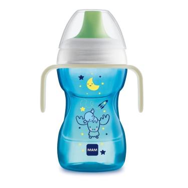 Imagem de Copo De Treinamento Bebe Mam 270 ml Fun to Drink Brilha Escuro Night Antivazamento Azul 8 + 4237