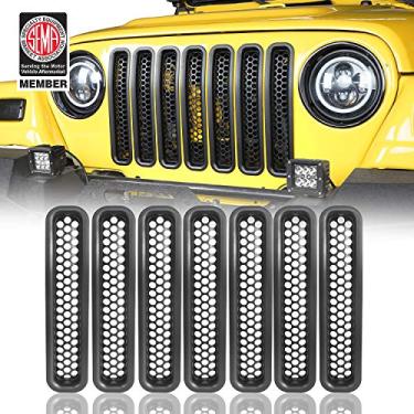 Imagem de u-Box Protetor de tela frontal tipo colmeia com clipe para inserção de grade TJ para Jeep TJ Wrangler Sport, Rubicon, X, TJ Rubicon Unlimited e TJ Wrangler Unlimited