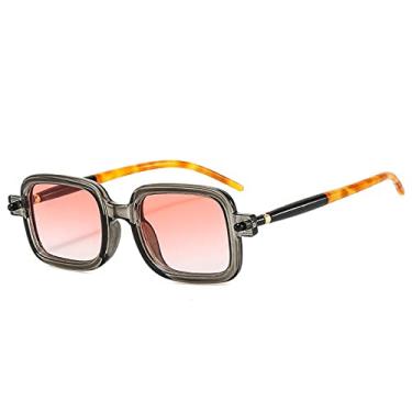 Imagem de Óculos de Sol Quadrado Retrô Moda Feminina Masculino Luxo Óculos Claros Armação Famale Retângulo Tons UV400, Cinza Rosa, A