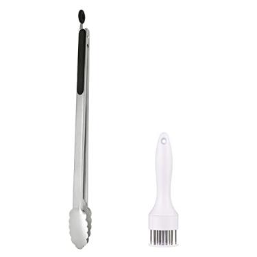 Imagem de UPTALY 1 pinça de churrasco extra longa de 45 cm, 1 amolador de carne com pontas de piercing, pegador de alimentos de tamanho grande, pinça de salada de aço inoxidável, pinças alongadas para cozinhar, grelhar, churrasco, buffet