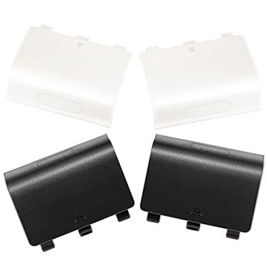 Imagem de Capa de bateria para Xbox One, peça de reparo de portas de bateria de substituição compatível com controle sem fio Xbox One/Xbox One S (pacote com 4, preto, branco)