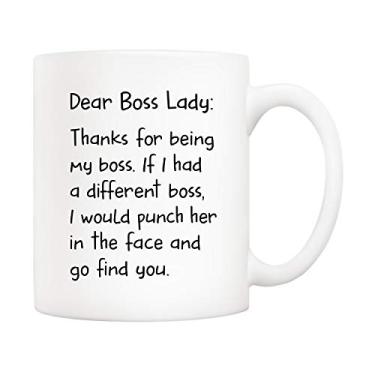 Imagem de 5Aup Caneca de café engraçada Boss Lady Office Presentes de Natal da colega de trabalho, Dear Boss Lady, Thanks... Go Find You Cups 325 ml, ideia de presente de aniversário para colegas de trabalho
