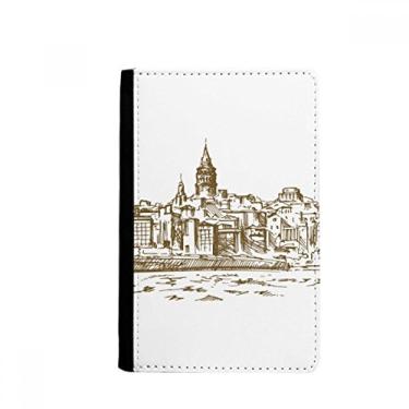 Imagem de Porta-passaporte de paisagem Turkey River Landmark Sketch Notebook Burse carteira capa porta-cartão, Multicolor