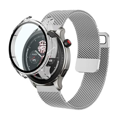 Imagem de Pulseira de aço Milanese Dupla + Capa protetora Case pelicula de vidro marca 123smart Compativel com GTR 4 A2166 GTR4
