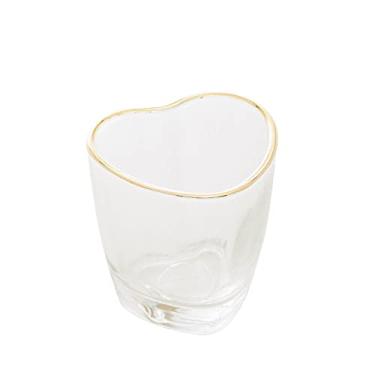 Imagem de Copo de Shot de Vidro Coração com Borda Dourada 50ml - Lyor