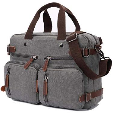 Imagem de CROCOD Mochila conversível para laptop de 17,3 polegadas bolsa carteiro para homens/mulheres, Cinza, 17.3 Inch