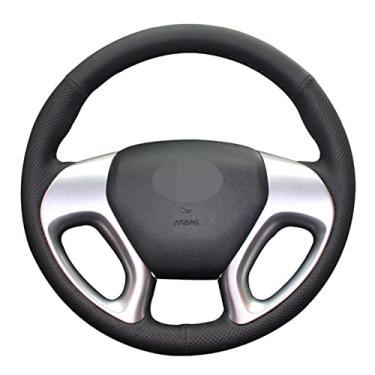 Imagem de Capa de volante de carro de couro preto faça você mesmo, para Hyundai ix35 2011-2015 / Tucson 2 2010-2015