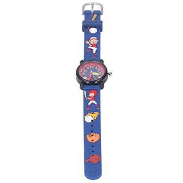 Imagem de Relógio de pulso infantil com desenho 3D, lindo relógio infantil com desenho 3D e hora de leitura, bonito para casa, para 3 a 8 anos, azul escuro