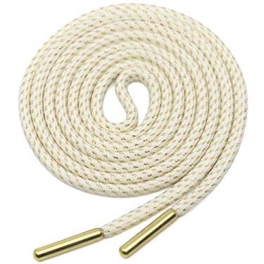 Imagem de Tênis de seda dourado metálico YJRVFINE para cadarços de basquete com pontas de metal, 01 White -2 Pair, 39"Inch (100CM)