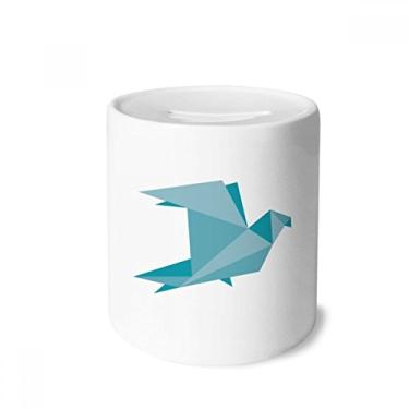 Imagem de DIYthinker Caixa de moedas de cerâmica com estampa de pombo abstrata de origami verde presente de cofrinho