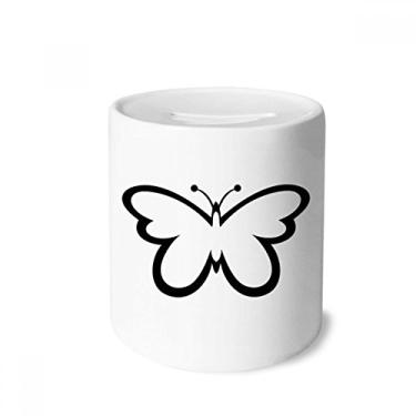 Imagem de DIYthinker Caixa simples preta voando borboleta preta caixa de dinheiro caixa de cerâmica porta-moedas presente de cofrinho