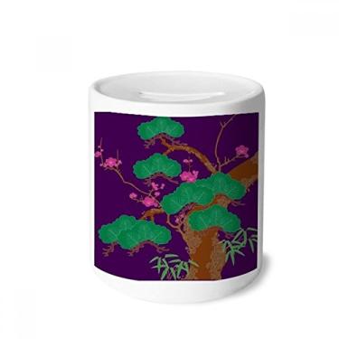 Imagem de DIYthinker Caixa de dinheiro roxa da cultura japonesa verde caixa de cerâmica porta-moedas presente de cofrinho