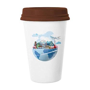 Imagem de Caneca de cerâmica Travel Journey Japan Sakura Plane Copo de café Copo de cerâmica