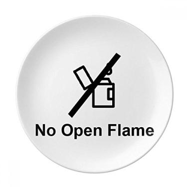 Imagem de Prato decorativo com estampa de símbolo preto sem chama aberta de porcelana salver louça de jantar