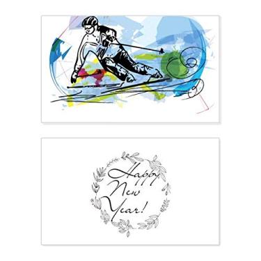 Imagem de Esportes de inverno Esqui Atletas Freestyle Ski Festival Ano Novo Cartão Bless Mensagem presente