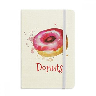 Imagem de Caderno de sobremesa de rosquinha rosa pintada à mão em aquarela com capa dura em tecido oficial