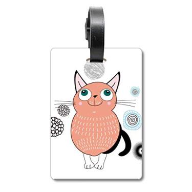 Imagem de Smile Animal Pink Cat Mala Etiqueta para Bagagem Cartão de Bagagem Etiqueta Scutcheon Etiqueta