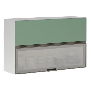 Imagem de Armário Basculante Misto Perola 120cm 1 Porta Fechada 1 Porta com Vidro Reflecta Prata Luciane