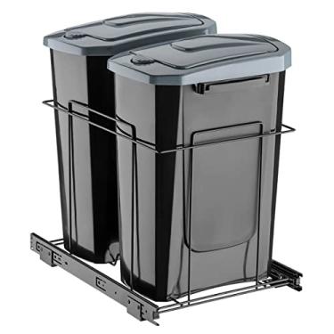 Imagem de Lixeira Dupla 15L Slim para Armário Preta com Corrediças Deslizantes Schmitt