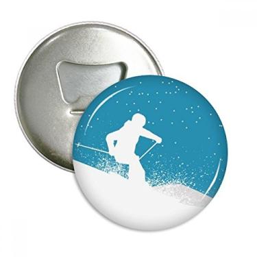 Imagem de Esqui esportivo com bastão de esqui, abridor redondo de garrafa, pinos magnéticos de geladeira, botão de presente, 3 peças