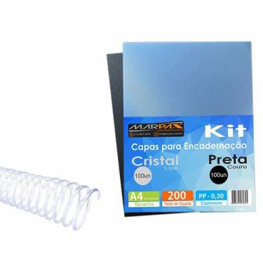 Imagem de Kit Encadernação 200 Capas A4 + 200 Espirais Cristal 17mm - Marpax
