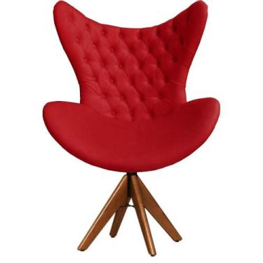 Imagem de Cadeira Decorativa Com Capitonê Big Egg Vermelha Giratória Madeira - C