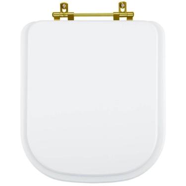 Imagem de Tampa De Vaso Debba Branco Para Roca Com Ferragem Dourada