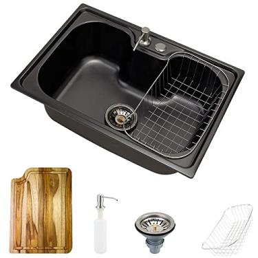 Imagem de Pingoo.casa, Kit Cuba Cozinha Acessórios e Tábua Corte Aço Inox Carajás - Preto