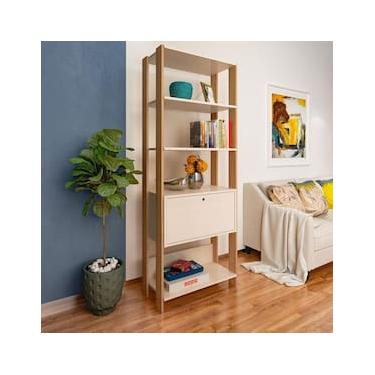 Imagem de Estante Artely Match com 4 Prateleiras, 1 Porta e 4 Nichos