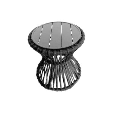 Imagem de Mesa De Centro Sol Em Corda Náutica E Base Em Alumínio Preta 70cm Preta - Cor: Preto