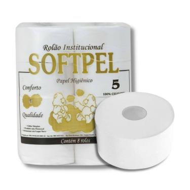 Imagem de Papel Higienico Rolao Softpel 100 % Celulose C/ 8 Rolos